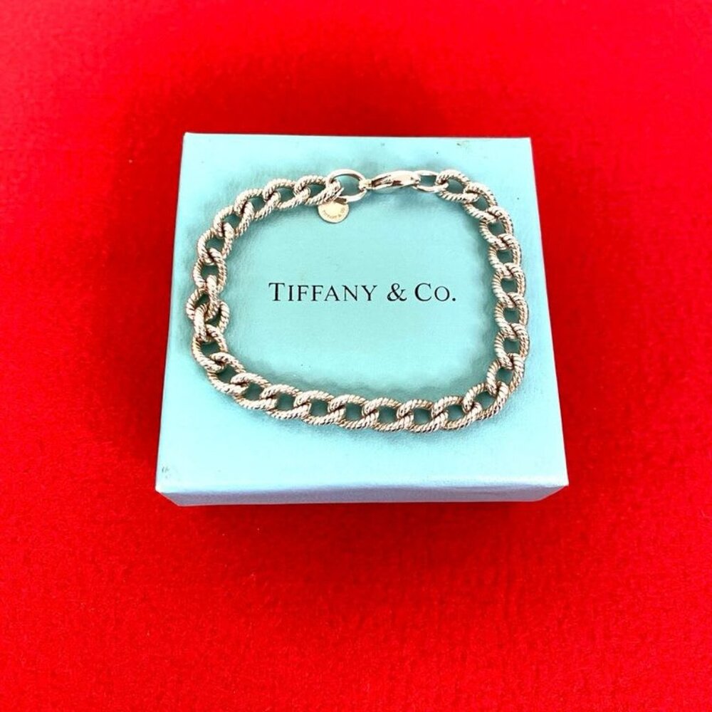 Tiffany & Co Twisted Rope Silver 925 Bracelet Chain Bangle